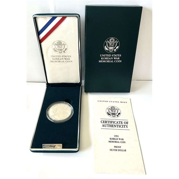1991-P Korea U.S. Proof Silver Commemorative Dollar