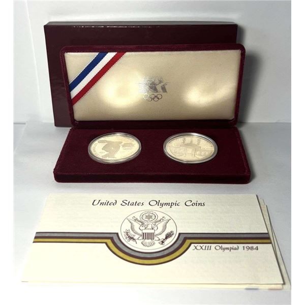 1983-1984-S United States Of America Olympic Silver Proof Dollar Set