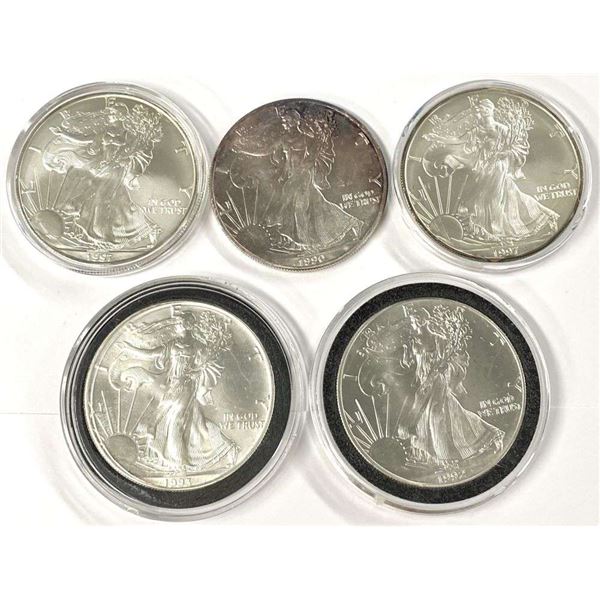 1990-1997 American Silver Eagles (5-coins)