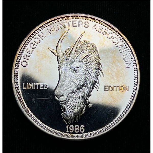 Extremely Rare Oregon Hunters Association "Abundant Wildlife Resource" Proof 1986 1 ozt .999 Silver