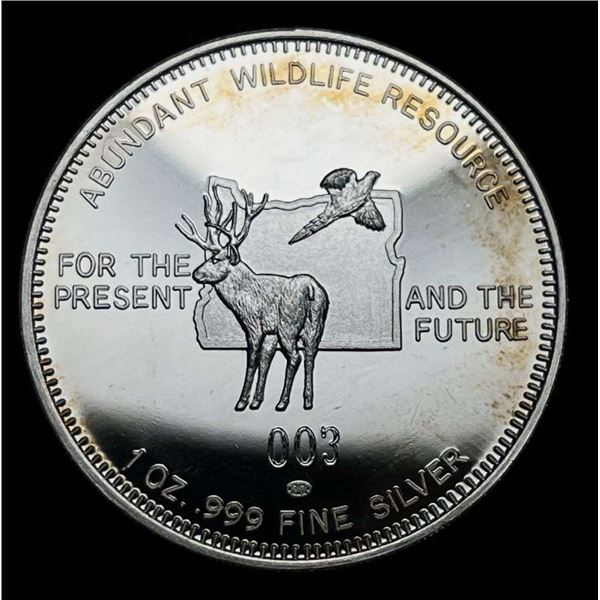 Extremely Rare 1986 Oregon Hunters Association "Abundant Wildlife Resource" Proof 1 ozt .999 Silver