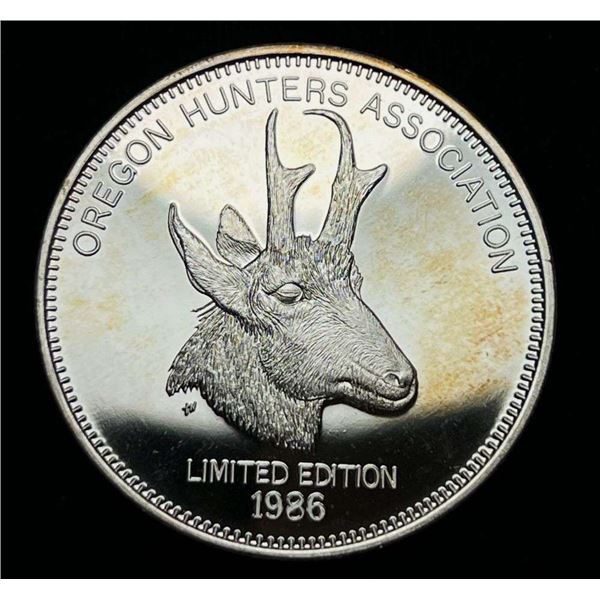 Extremely Rare 1986 Oregon Hunters Association "Abundant Wildlife Resource" Proof 1 ozt .999 Silver