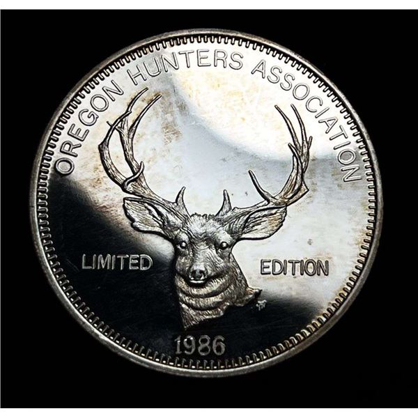 Extremely Rare Oregon Hunters Association "Abundant Wildlife Resource" Proof 1986 1 ozt .999 Silver