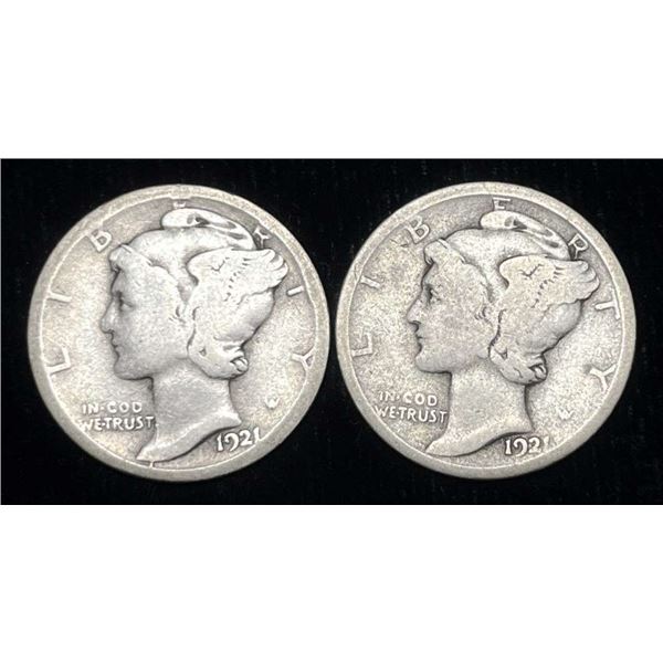 1921-P/D Mercury Silver Dimes (2-coins)