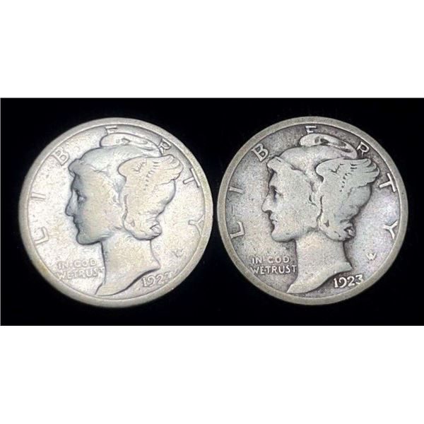 1923-P/S Mercury Silver Dimes (2-coins)
