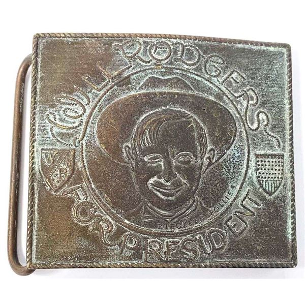 "Will Rodgers For President" Tiffany New York Belt Buckle