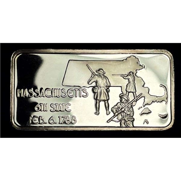 Massachusetts 6th State 1 ozt .999 Silver Bar