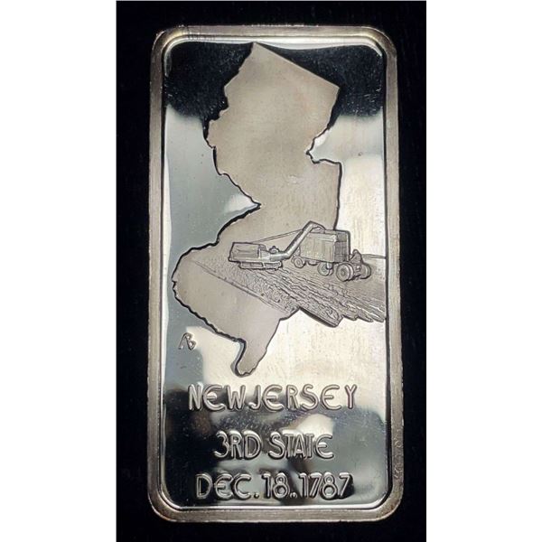 New Jersey 3rd State 1 ozt .999 Silver Bar