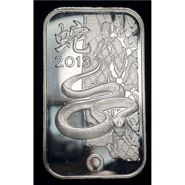 2013 Year of the Snake Rand Refinery 1 ozt .999 Silver Bar