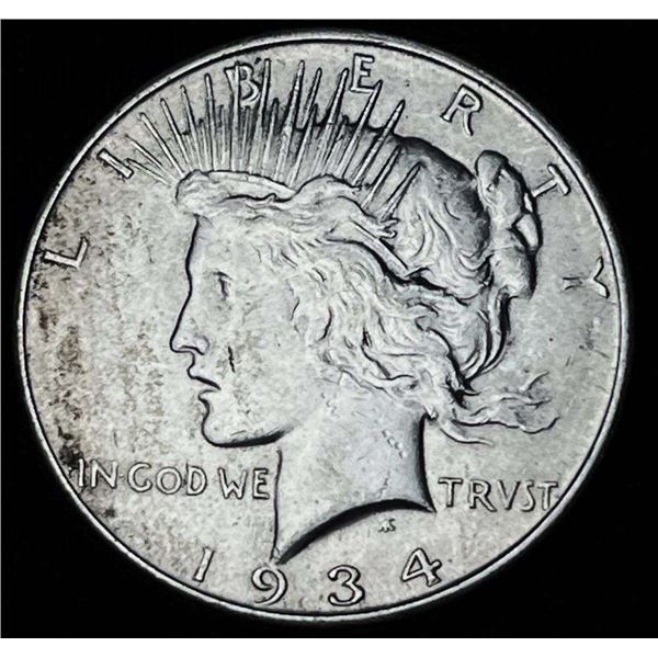 1934-D Peace Silver Dollar AU58