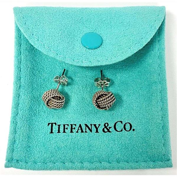 Tiffany & Co. Somerset Twist Knot Ball Earrings .925 Sterling Silver