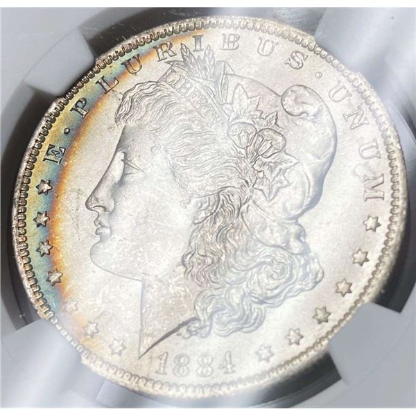 Monster Color 1884-O Morgan Silver Dollar NGC MS64