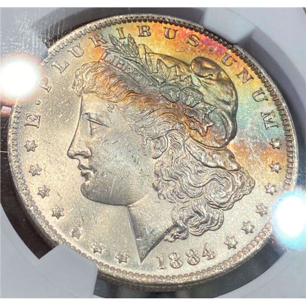 Monster Color 1884-O Morgan Silver Dollar NGC MS64