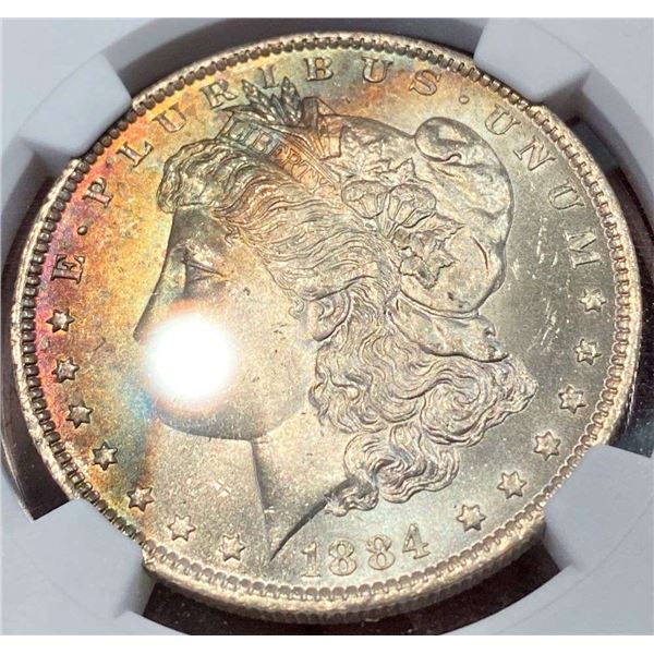 Monster Color 1884-O Morgan Silver Dollar NGC MS64