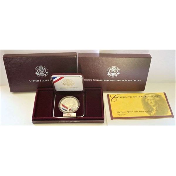 1993-S Thomas Jefferson 250th Anniversary Proof Silver Dollar