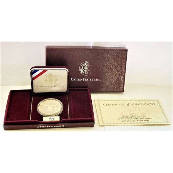 1996-P U.S. Atlanta Centennial Olympic Games Proof Silver Dollar