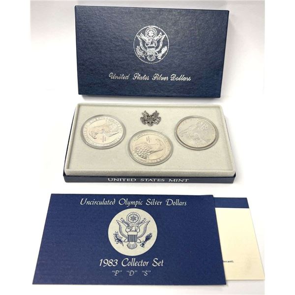 1984-P/D/S United States Olympic Silver Dollar Set (3-coins)
