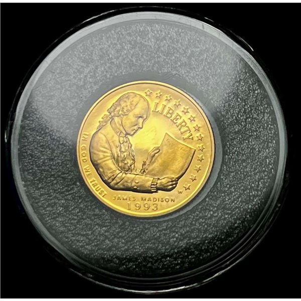 Last Minute! 1993-W James Madison Bill Of Rights $5 Gold Commemorative .482 oz AGW