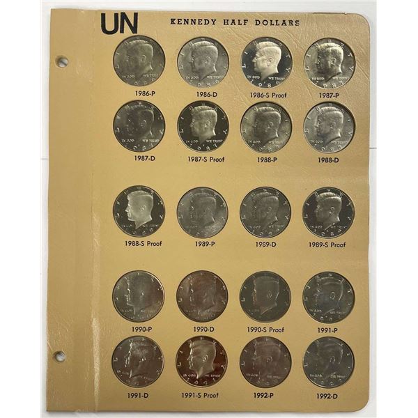 (1986-1992) JFK Half Dollar Collection (20-coins)