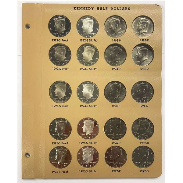 (1992-1997) JFK Half Dollar Collection (20-coins)