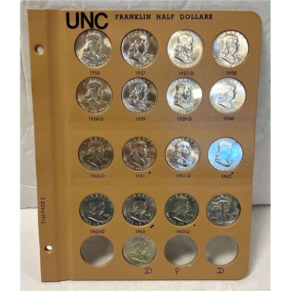 (16-coins) 1956-1963 Franklin Silver Half Dollars / (1) 1944 Walking Liberty Silver Half Dollar