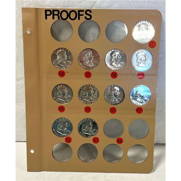 (11-coins) 1953-1963 Franklin Silver Proof Half Dollars