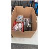Image 8 : CRATE AND BOX OF GRINDING WHEELS, PARTS BINS, CONNECTORS AND MORE