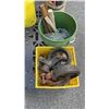 Image 1 : CRATE OF LARGE CASTERS AND BUCKET OF FASTENERS
