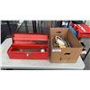 Image 1 : BOX AND TOOLBOX OF FILES, HANDLES, TOOL HEADS AND MOREBOX AND TOOLBOX OF FILES, HANDLES, TOOL HEADS 
