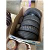 Image 4 : 3 BOXES OF VARIOUS HOSES, DOLLY WHEELS AND SHOP FLUIDS