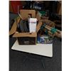 Image 1 : 2 BOXES OF GARDEN HOSE, TOOL HANDLES, CABLE, DESTRUCTION BITS AND MORE