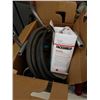 Image 3 : 2 BOXES OF GARDEN HOSE, TOOL HANDLES, CABLE, DESTRUCTION BITS AND MORE