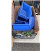 Image 2 : 2 BOXES OF OIL CANS, SHOP FLUIDS, SPRING ARM LIGHT AND PARTS BINS