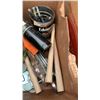 Image 8 : 2 BOXES OF LARGE WRENCHES, PROPANE TORCH, DOLLY WHEELS AND MORE