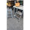 Image 1 : 2 FOLDING STEPSTOOLS WITH 4 LEGGED WALKING STICK AND SHOE SHINE BOX