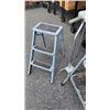 Image 2 : 2 FOLDING STEPSTOOLS WITH 4 LEGGED WALKING STICK AND SHOE SHINE BOX