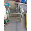 Image 1 : METAL CAGE BIN WITH DROP SIDE DOORS 35" X 41" WITH 2 METAL SHELVES