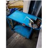 Image 2 : BLUE TWO TIER ROLLING SHOP CART DAMAGE TO WHEELS WITH SPARE SET OF 3 CASTERS