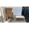 Image 1 : WICKER STAND WITH WICKER BASKETS AND SERVING TRAY