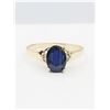 Image 1 : 10KT. YELLOW GOLD 6.9MM X 5MM NATURAL SAPPHIRE (1CT) & DIAMOND (0.02CTS) RING, W/A $1245.00, SIZE 5.