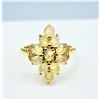Image 1 : STERLING SILVER YELLOW GOLD TONE PLATED NATURAL OPAL & WHITE SAPPHIRE RING, 11 OPALS (1.76CTS), W/A 