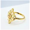 Image 3 : STERLING SILVER YELLOW GOLD TONE PLATED NATURAL OPAL & WHITE SAPPHIRE RING, 11 OPALS (1.76CTS), W/A 