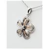 Image 3 : STERLING SILVER DIAMOND FLORAL PENDANT WITH STERLING CHAIN, 36 DIAMONDS (0.12CTS), W/A $915.00, DIAM