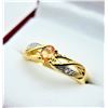 Image 3 : STERLING SILVER YELLOW GOLD TONE PLATED 4.9MM X 3.9MM NATURAL ORANGE SAPPHIRE (0.41CTS) & WHITE SAPP