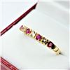 Image 3 : STERLING SILVER YELLOW GOLD TONE PLATED NATURAL ENHANCED RUBY (0.28CTS) & WHITE SAPPHIRE RING, W/A $