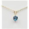 Image 1 : 10KT. YELLOW GOLD 5MM NATURAL BLUE TOPAZ (0.50CTS) & CZ HEART PENDANT WITH STERLING SILVER CHAIN, W/