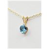 Image 3 : 10KT. YELLOW GOLD 5MM NATURAL BLUE TOPAZ (0.50CTS) & CZ HEART PENDANT WITH STERLING SILVER CHAIN, W/