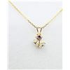 Image 1 : 10KT. YELLOW GOLD CZ FLORAL PENDANT WITH STERLING SILVER CHAIN, W/A $680.00