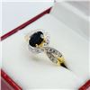 Image 3 : STERLING SILVER YELLOW GOLD TONE PLATED 7.2MM X 5.2MM NATURAL SAPPHIRE (1CT) RING, W/A $535.00, SIZE