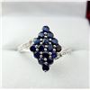 Image 1 : STERLING SILVER NATURAL BLUE & WHITE SAPPHIRE RING, 18 SAPPHIRE (0.82CTS), W/A $425.00, SIZE 7, SAPP